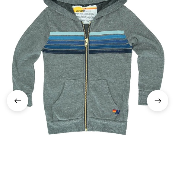 Aviator Nation Kids Gray Hoodie with Blue Stripes